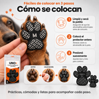 Cómo colocar los protectores UNO+ en 3 pasos: limpiar y secar la patita, colocar el protector entero y presionar suavemente