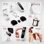 Detalles del pulidor UNO+: kit completo, cuchilla cerámica, motor, indicador de potencia y pulido de uñas en la pata de un perro